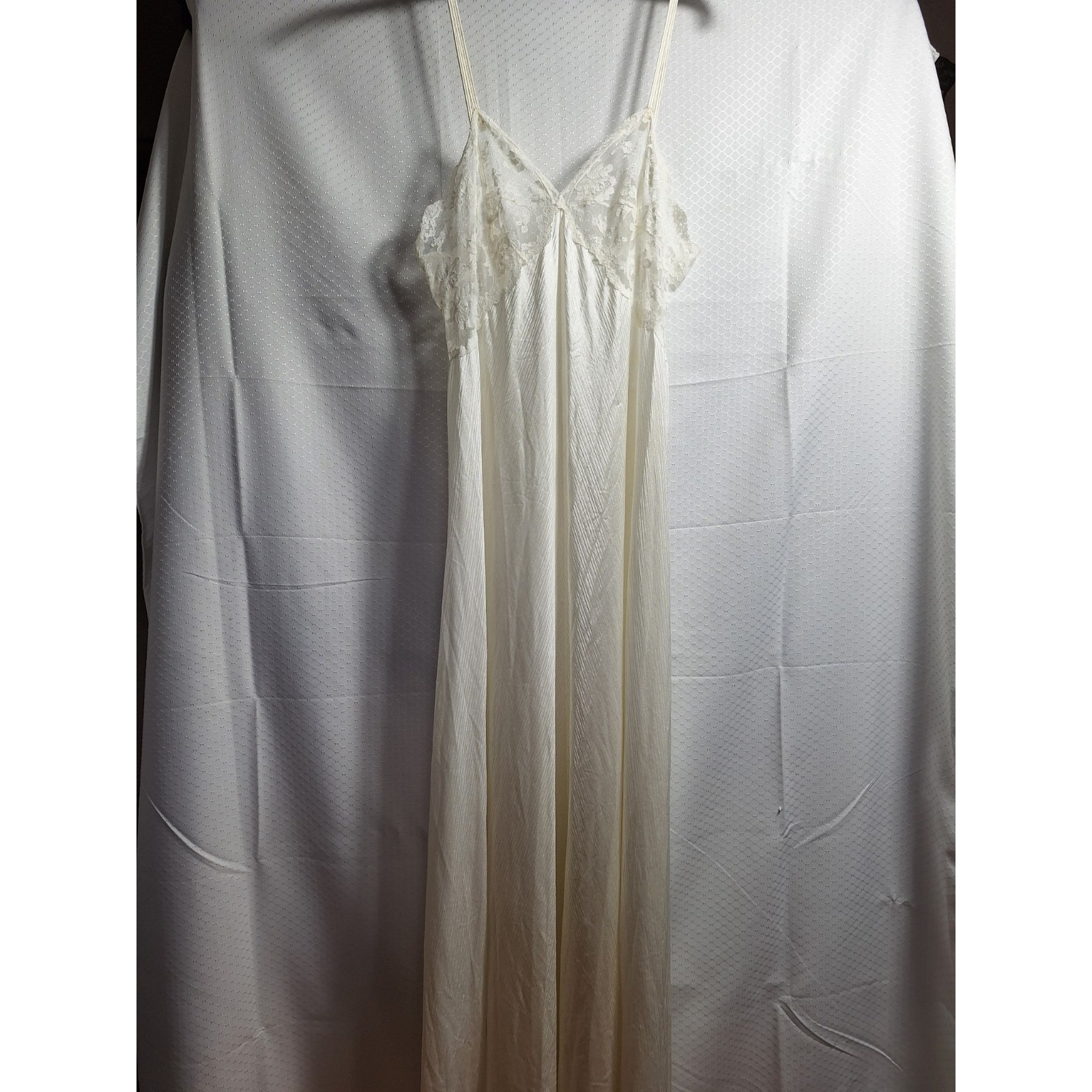 Vtg Lace Bodice Maxi Slip Dress Sz L Ivory Long Romantic Y2k Ethereal Coquette